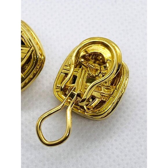 David Yurman Albion Earrings 18KT Yellow Gold 750 Citrine Omega Backs. - Picture 10 of 11